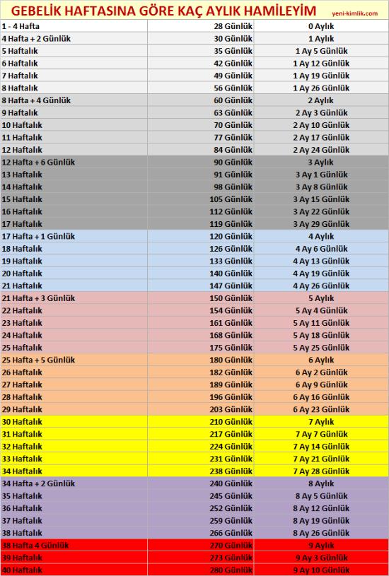 Gebelik hesaplama kaç aylık